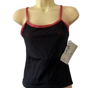 Motionwear Adult M Black and Salmon Pink Laser Cut Dance Top